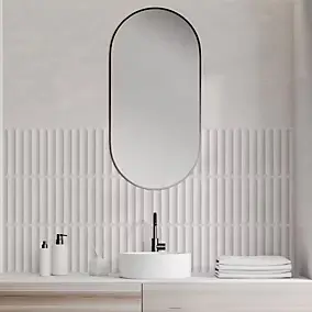Faïence murale intérieur blanc mat effet cannelures L.90 x l.30 cm x ép.10,8 mm, Astor