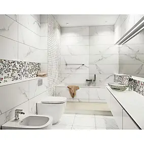 Faïence murale intérieur effet marbre blanc mat L.60 x l.30 cm x ép.8,5 mm, Pune