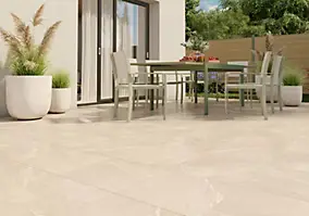 Carrelage sol extérieur effet pierre beige L.45 x l.45 cm x ép.8 mm, Bodo