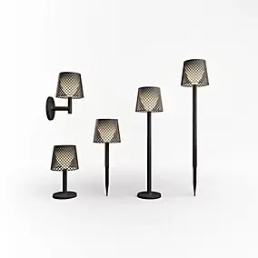 Lampadaire à poser solaire & batterie rechargeable LED intégrée noir 100lm 0,5W IP65 blanc chaud New Garden