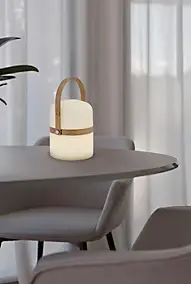 Lampe à poser LED intégrée sans fil mat blanc variable 2,5W IP44 l.14,5W H.26,5 cm