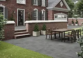 Carrelage sol extérieur en grès cérame émaillé effet béton anthracite l.60 x L.60 x ép.0.95 cm Rohe