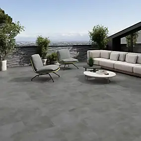 Carrelage sol extérieur en grès cérame émaillé effet béton anthracite l.45 x L.45 x ép.0.85 cm Rohe