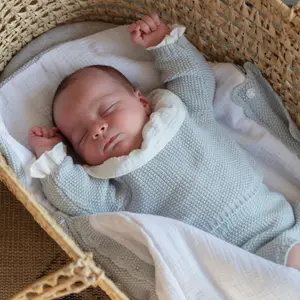 Ensemble 3 pièces en tricot bleu (0-1 mois)