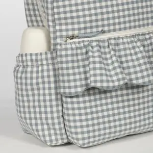 Sac à dos à langer Praliné Vichy Matcha