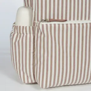 Sac à dos à langer Praliné Rayures Moka