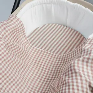 Drap housse pour nacelle Rayures et Lange Praliné Vichy Moka