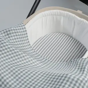 Drap housse pour nacelle Rayures et Lange Praliné Vichy Matcha