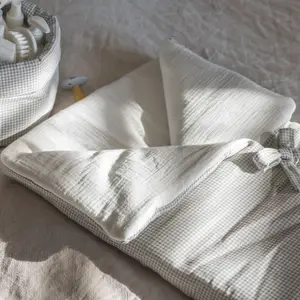 Nid d'ange et couverture Little Bloom Vichy Gris (TOG 2,5)
