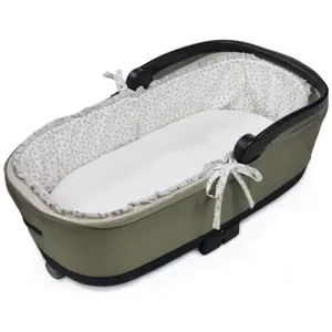 Housse de nacelle avec tiges et Drap housse pour nacelle Little Bloom Fleurs Gris