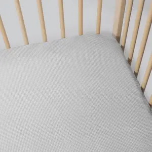 Drap housse pour berceau Little Bloom Vichy Gris (120x60 cm)
