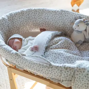 Habillage couffin Moïse Little Bloom Fleurs Gris TOG 2,5