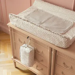 Matelas à langer avec housse Little Bloom Fleurs Gris