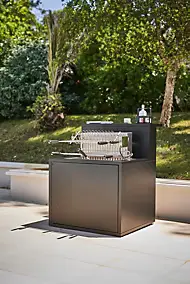 Meuble de cuisine extérieure pour grill 66 cm en acier noir avec comptoir bar Forge Adour