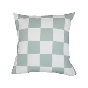 Housse de coussin Damier vert sauge et blanc l.45 x L.45cm