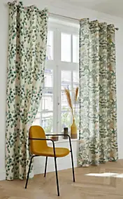 Rideau tamisant à oeillets jungle vert et blanc l.140 x H.260cm