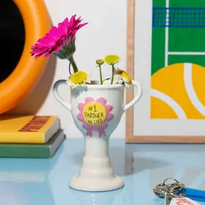 Mini vase trophée Partenaire numéro 1 blanc