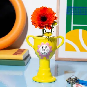 Mini vase trophée Meilleur ami jaune