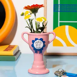 Mini vase trophée Meilleure maman du monde rose