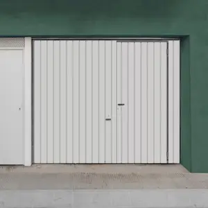 Porte de garage basculante acier blanc 200x240 cm avec portillon piéton intégré