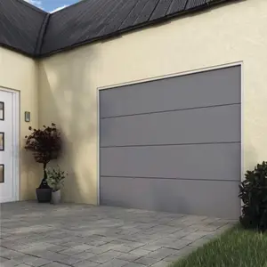 Porte de garage sectionnelle motorisée grise H. 200 x l. 240 cm