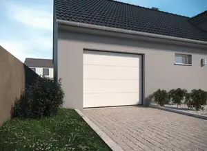 Porte de garage sectionnelle motorisée lisses blanche motorisée H. 200 x L. 240 cm