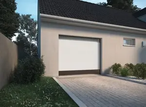 Porte de garage sectionnelle motorisée blanche - H. 200 x L. 240 cm. Ép. 40 mm