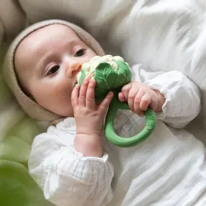 Hochet et anneau de dentition bébé 2 en 1 chou-fleur