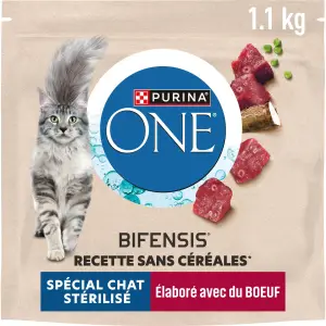 PURINA ONE Bifensis croquettes au bœuf sans céréales pour chat stérilisé 1.1kg