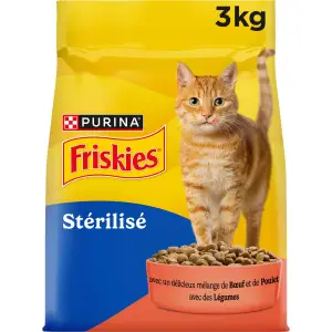 FRISKIES Croquettes au boeuf poulet et légumes pour chat adulte stérilisé 3kg