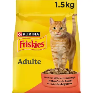 FRISKIES Croquettes au bœuf et de poulet avec des légumes pour chat adulte 1.5kg