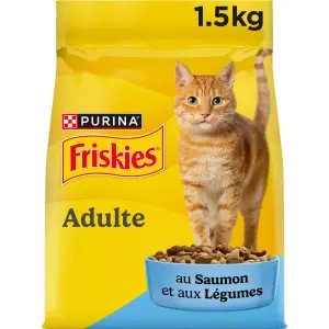 FRISKIES Croquettes au saumon et aux légumes pour chat adulte 1.5kg