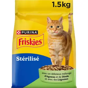 FRISKIES Croquettes agneau dinde et légumes pour chat stérilisé 1,5kg