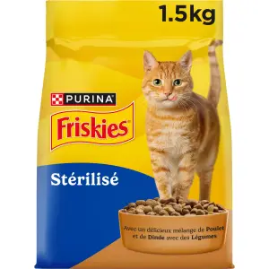 FRISKIES Croquettes au poulet dinde et aux légumes pour chat stérilisé 1.5kg