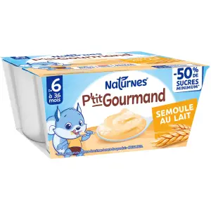 NATURNES P'tit gourmand Petits pots semoule au lait dès 6 mois 4x100g