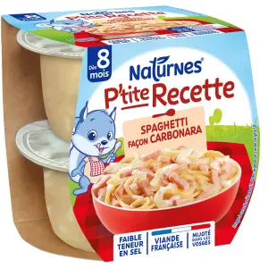 NATURNES P'tite recette Bols spaghetti façon carbonara dès 8 mois 2x200g