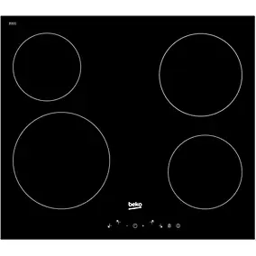 Plaque de cuisson vitrocéramique 4 foyers Beko coloris noir l.58 x P.51 x H.3,7 cm