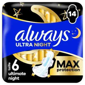 ALWAYS Ultra Night Serviettes hygiéniques nuit taille 6 max protection 14 pièces