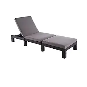 Bain de soleil polypropylène Keter Daytona effet résine tressée avec coussin