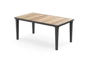 Table de jardin rectangulaire 6 personnes résine effet bois 165 x 94 x 74 cm