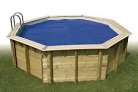 Piscine hors sol bois Ubbink Fidji héxagonale 3 x 4.9 x H 1.2 m avec pompe