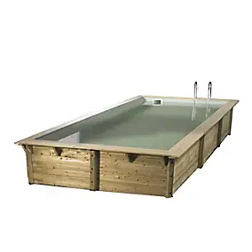 Piscine en bois rectangulaire Ibiza liner beige 3.5 x 5 x H 1.26 m