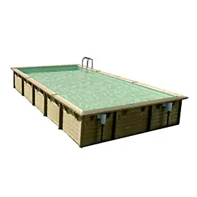 Piscine en bois rectangulaire Ibiza liner beige 5 x 8 x H 1.4 m