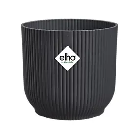 Cache-pot rond en plastique anthracite Elho Vibes ø14cm