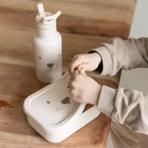 Lunch box 3 compartiments en silicone Ourson sable (0,7 L)