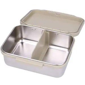Lunch box inox 2 compartiments Pâquerettes sable