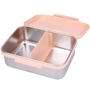 Lunch box inox 2 compartiments Fleurs rose