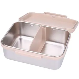 Lunch box inox 2 compartiments Avions beige