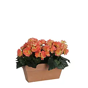 Begonia saumon artificiel en jardinière Slate terra 29 x 13 x h.25 cm