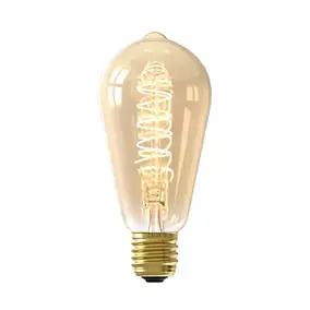 Ampoule LED E27 ST64 filament spirale ambré 470 lm blanc chaud dimmable 6W Calex
